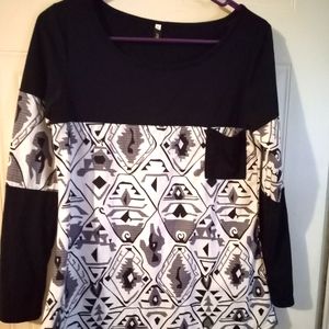 Like new navy blue and white beautifully designed shirt